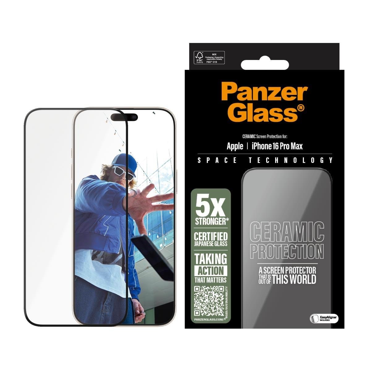 Panzerglass Ceramic Screen Protector Iphone 16 Pro Max | Ultra-wide Fit - Handys Schutzfolie Panzer2856