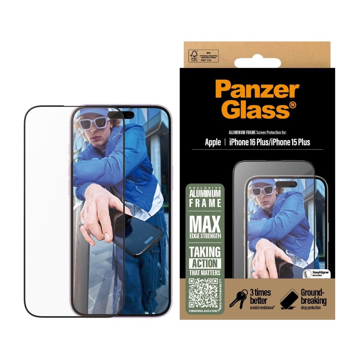 Panzerglass Screen Protector Aluminum Frame Iphone 16 Plus | Ultra-wide Fit - Handys Schutzfolie