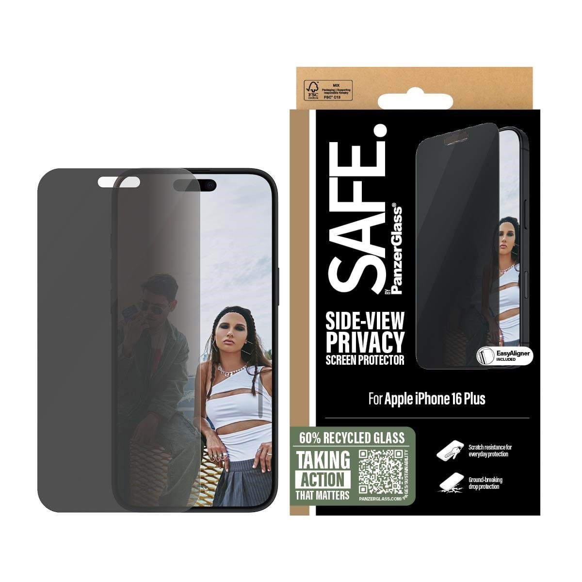 Safe by Panzerglass Privacy Screen Protector Iphone 16 Plus | Ultra-wide Fit - Handys Schutzfolie Safep95877