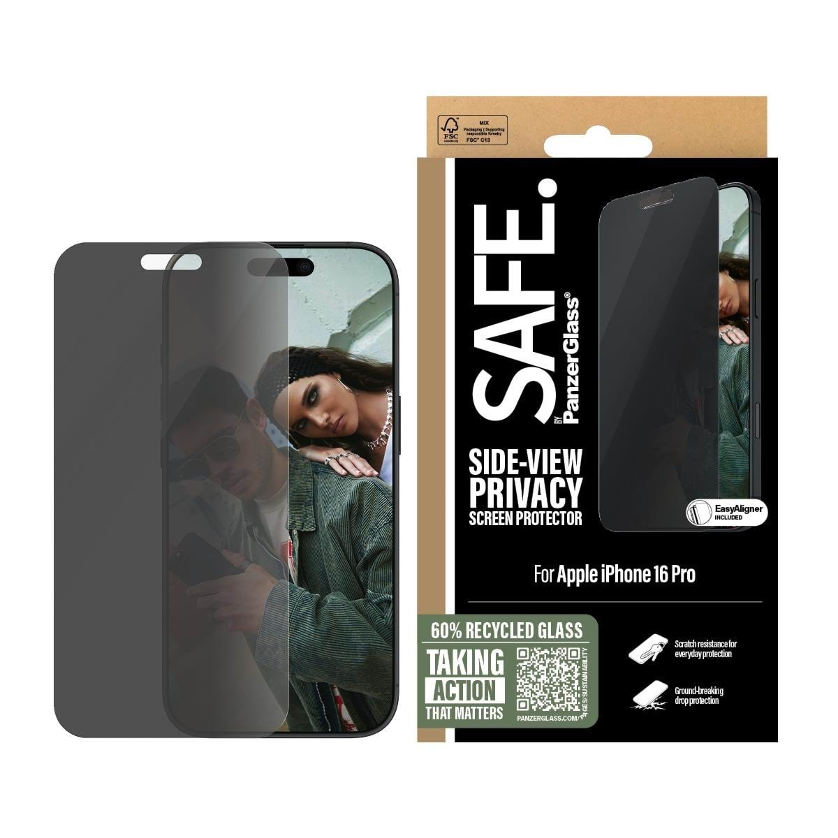 Safe by Panzerglass Privacy Screen Protector Iphone 16 Pro | Ultra-wide Fit - Handys Schutzfolie
