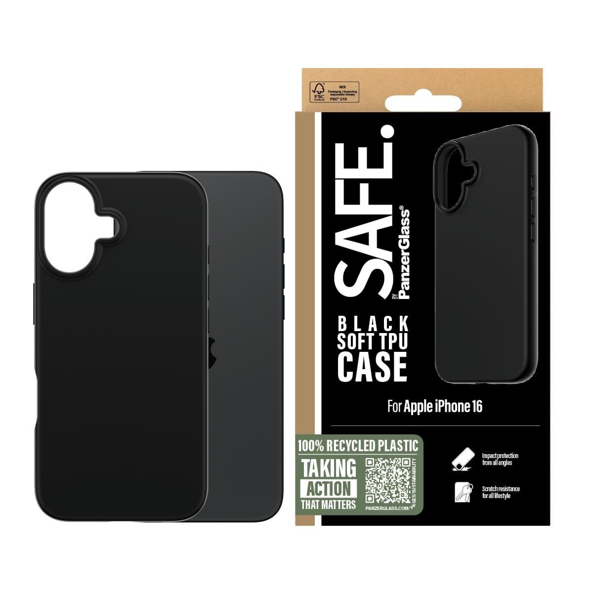 Safe by Panzerglass Tpu Case Iphone 16 | Black - Handys Cover Cases