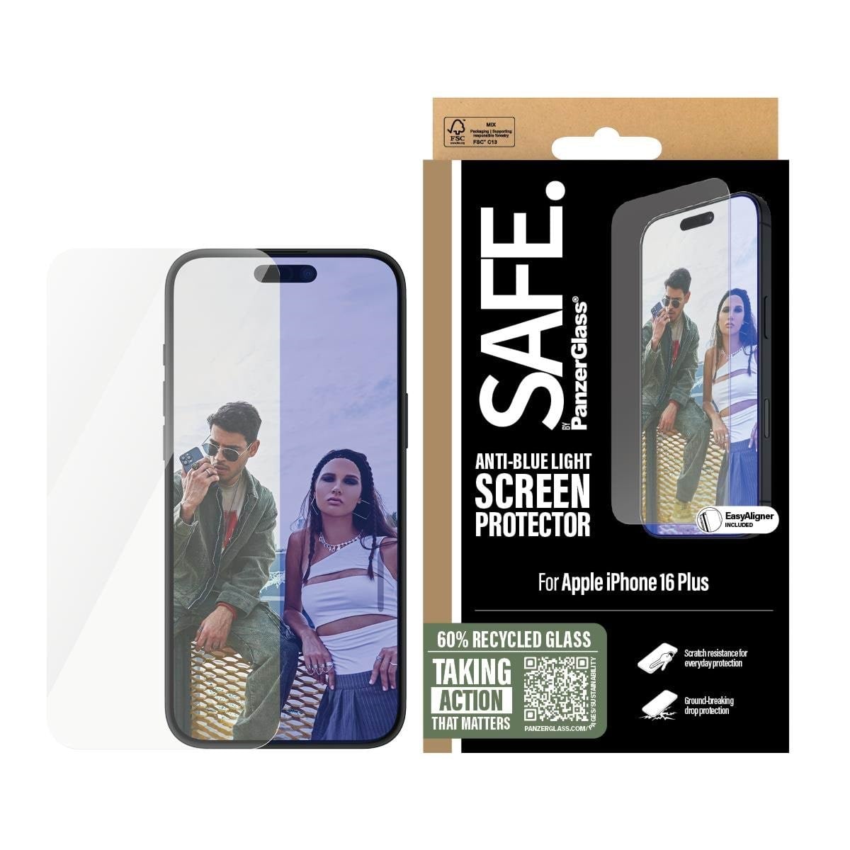 Safe by Panzerglass Eyecare Screen Protector Iphone 16 Plus | Ultra-wide Fit - Handys Schutzfolie Safe95881