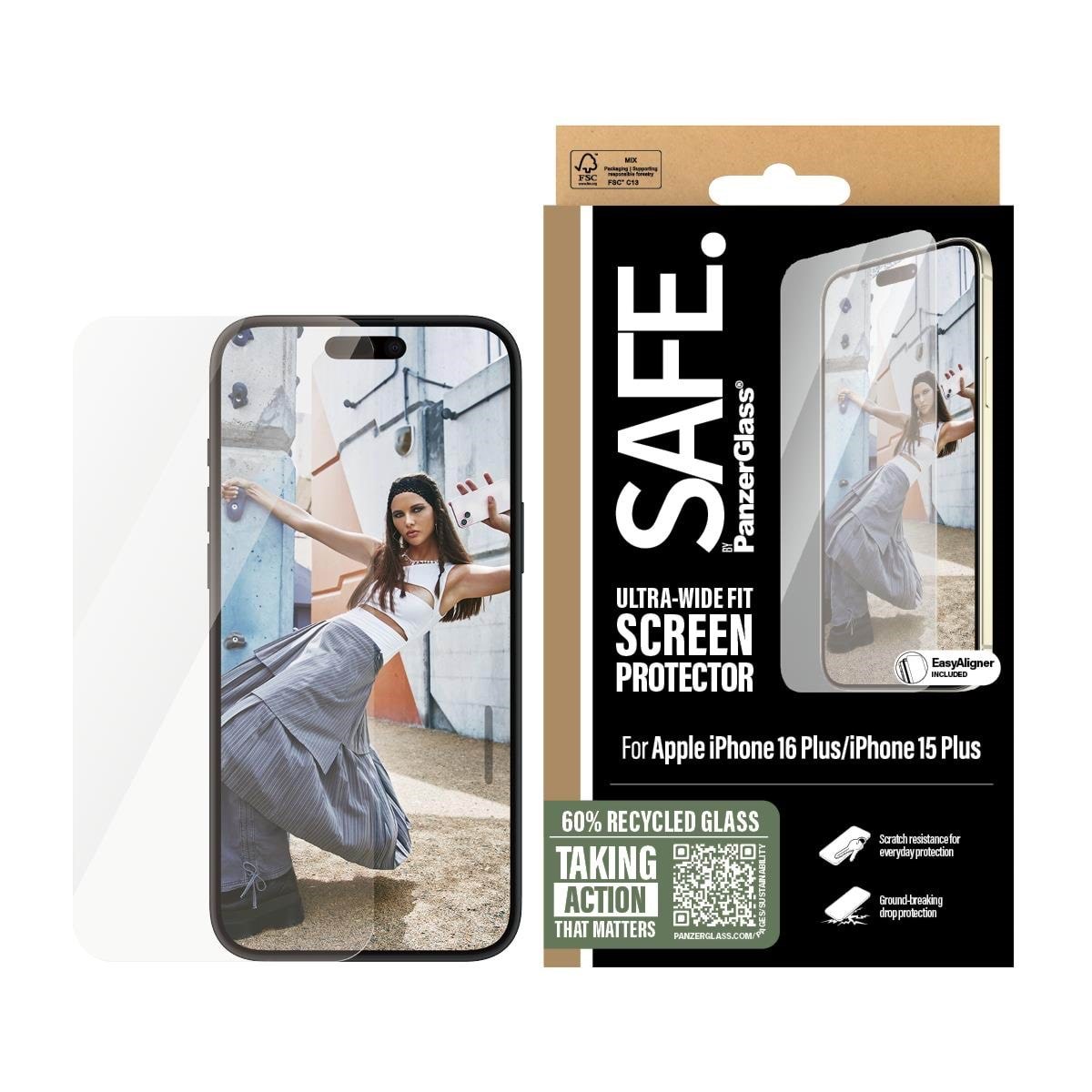 Safe by Panzerglass Screen Protector Iphone 16 Plus | Ultra-wide Fit - Handys Schutzfolie