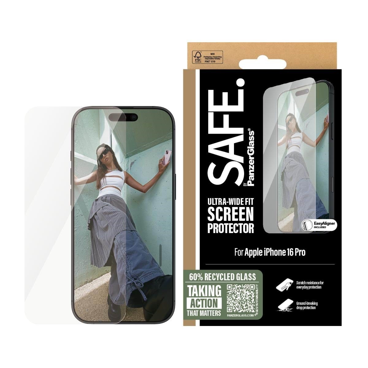 Safe by Panzerglass Screen Protector Iphone 16 Pro | Ultra-wide Fit - Handys Schutzfolie