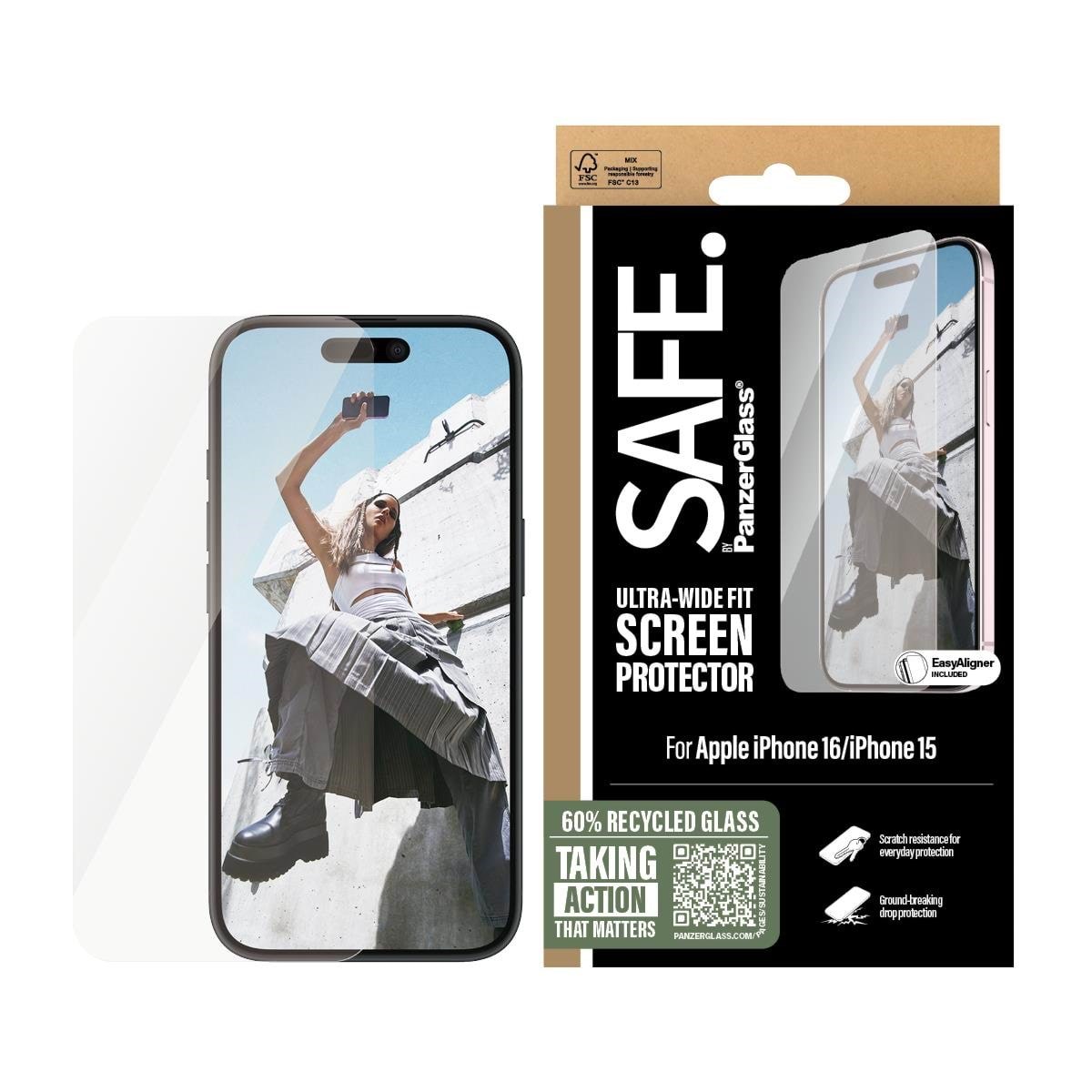 Safe by Panzerglass Screen Protector Iphone 16 | 15 | Ultra-wide Fit - Handys Schutzfolie