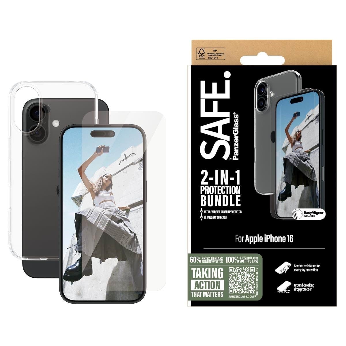 Safe by Panzerglass 2-in-1 Protection Bundle Iphone 16 - Handys Schutzfolie