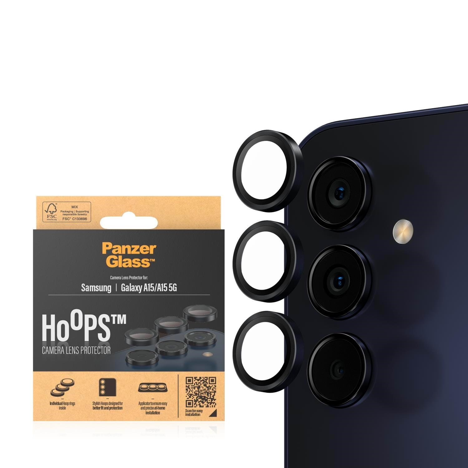Panzerglass Hoops Camera Lens Protector Samsung Galaxy A15 | A15 5G | Black - Handys Anderes Zubehoer Panzer1224