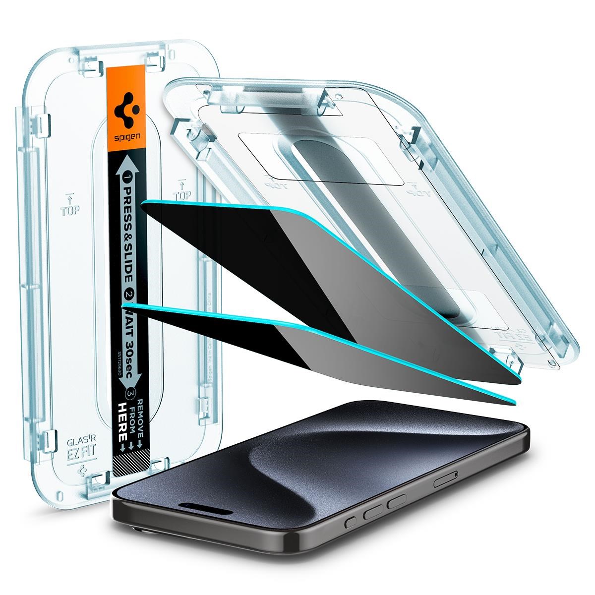 Spigen Glass tR EZ Fit HD Privacy 1 Pack - Iphone 15 Pro - Handys Schutzfolie