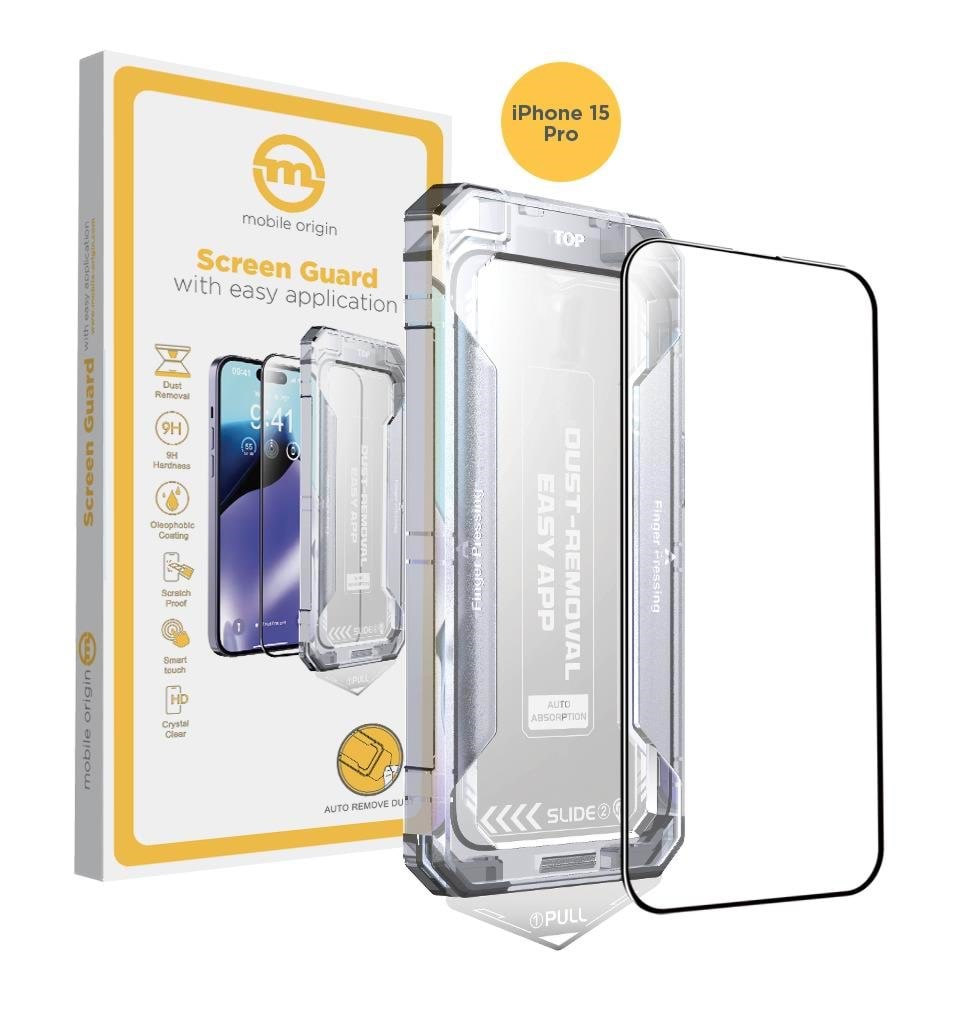 Mobile Origin Yellow Screen Guard Iphone 15 Pro With Easy Application - Handys Schutzfolie