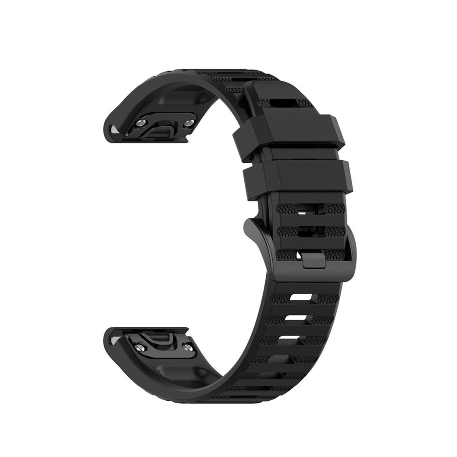 Fixed Silicone Strap For Garmin Quickfit 22 mm Black - Smartwatch Accessories Fixsst-qf22mm-bk
