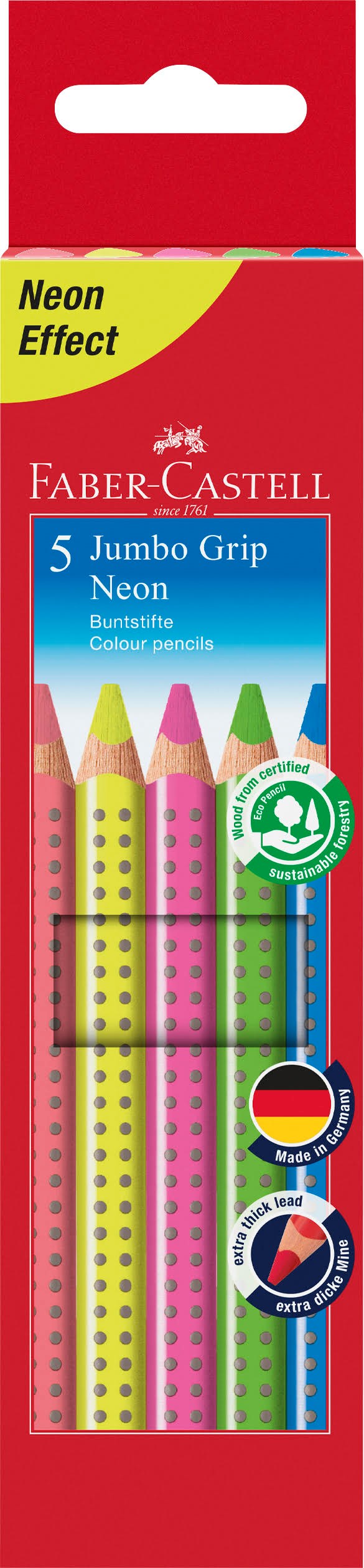Faber-castell Buntstift Jumbo Grip Neon 5er-etui - Utensilien Zum Schreiben Und Zeichnen Farbstift 110994