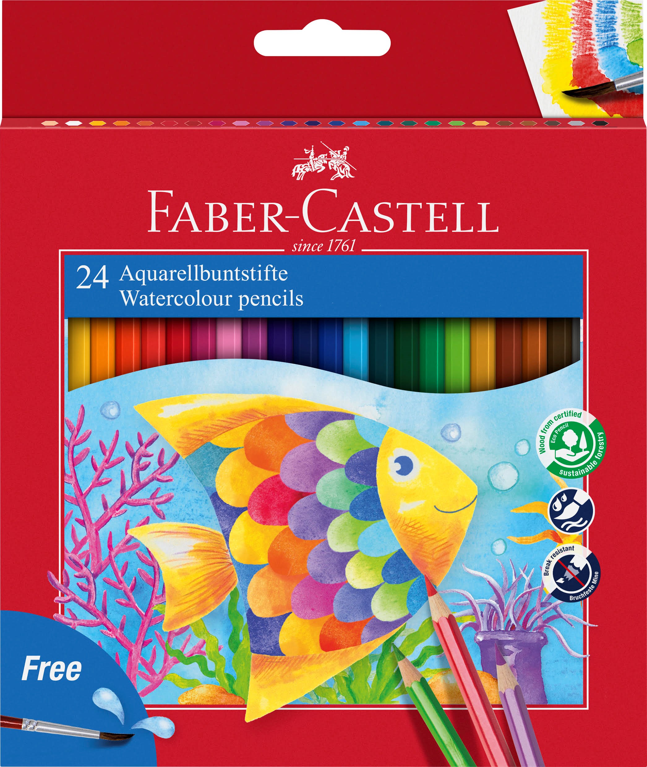 Faber-castell Buntstift Kinder Aquarell 24erkartonetui - Utensilien Zum Schreiben Und Zeichnen