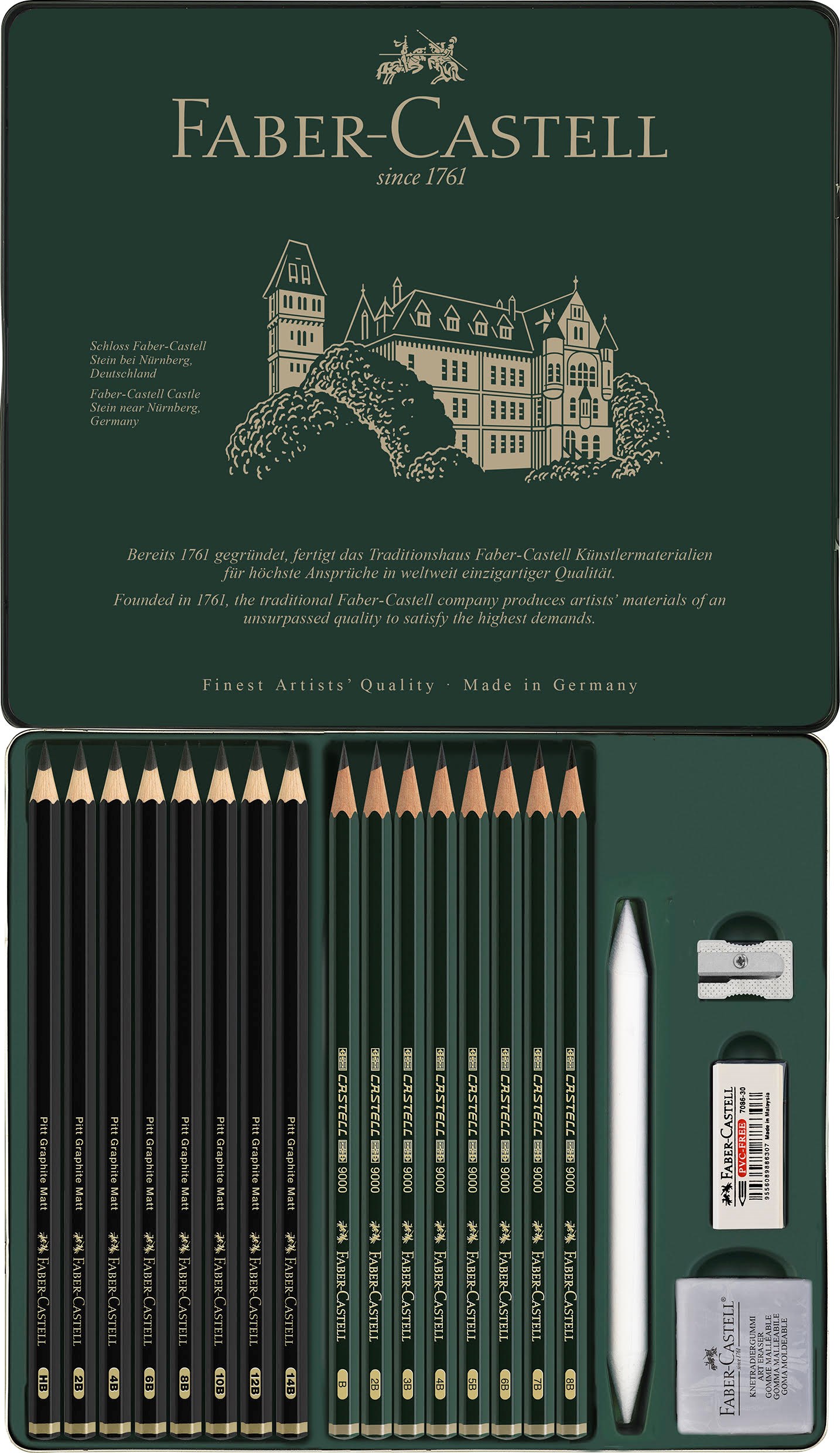 Faber-castell Set Pitt Graphite Matt & Castell 9000 - Utensilien Zum Schreiben Und Zeichnen 115224