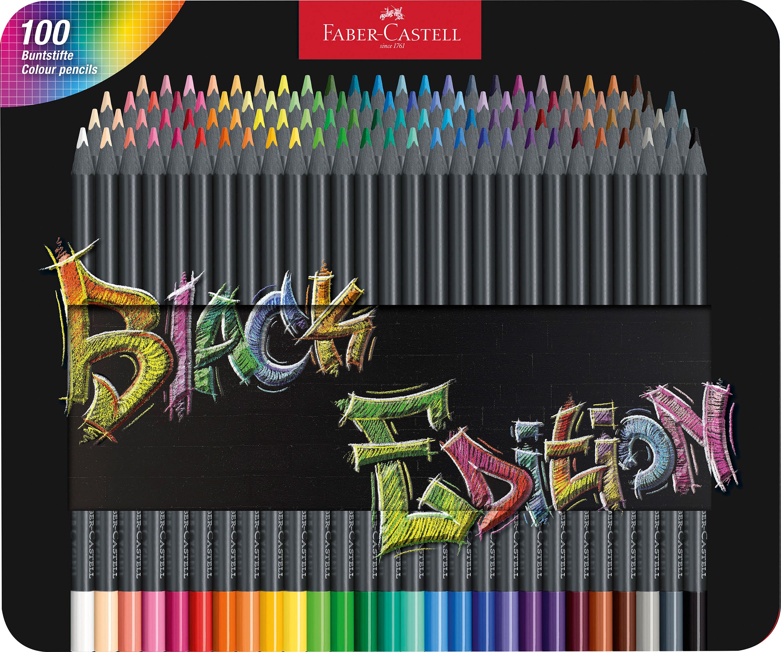Faber-castell Buntstifte Black Edition 100er Metallet. - Utensilien Zum Schreiben Und Zeichnen