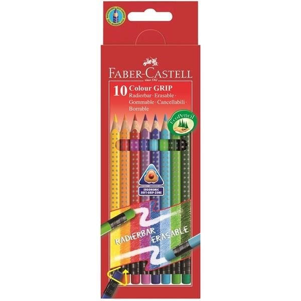 Faber-castell Buntstift Colour Grip Rad. 10x Kart.Etui - Utensilien Zum Schreiben Und Zeichnen Farbstift 116613
