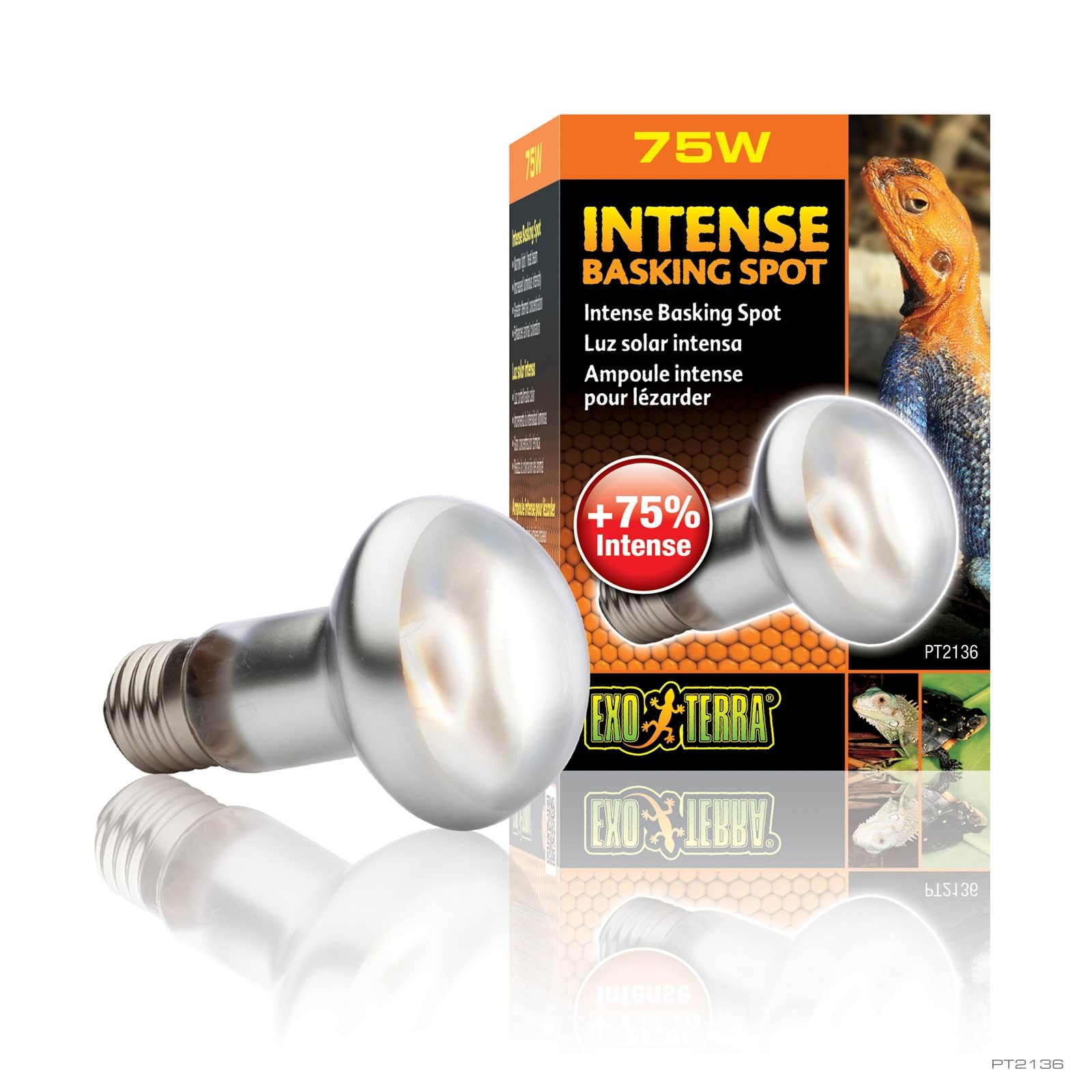 Exo Terra Sun Glo Intense Basking Spot 75 w. W/uva - Heatinglight Hpt2136