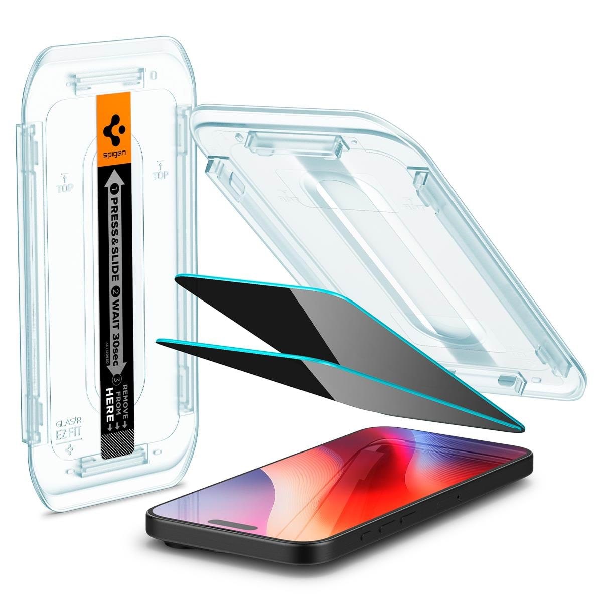 Spigen Glass tR EZ Fit (Privacy) 2 Pack - Transparency -Iphone17/16 Pro / 17 - Handys Schutzfolie Agl07929