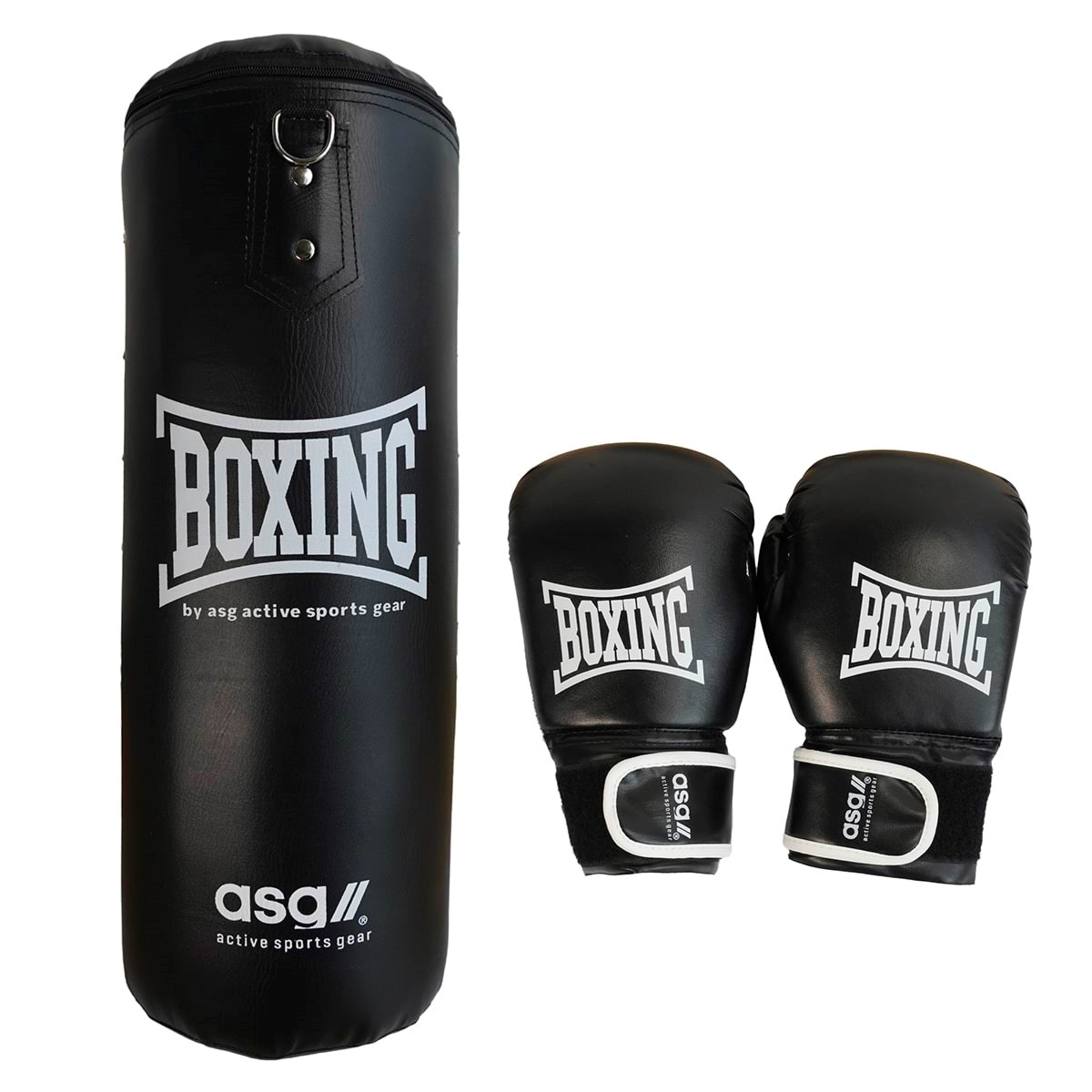 Asg Junior Boxing Bag - 11 Kg. (Gloves + Bag) Black/white - Sport Fitness