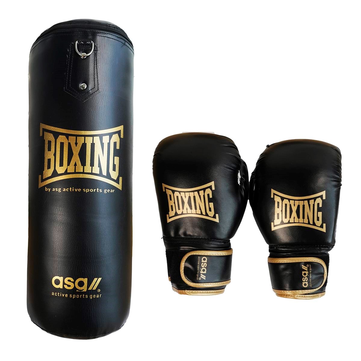 Asg Junior Boxing Bag - 15 Kg. (Gloves + Bag) Black/gold - Sport Fitness Asg4181guldone Size