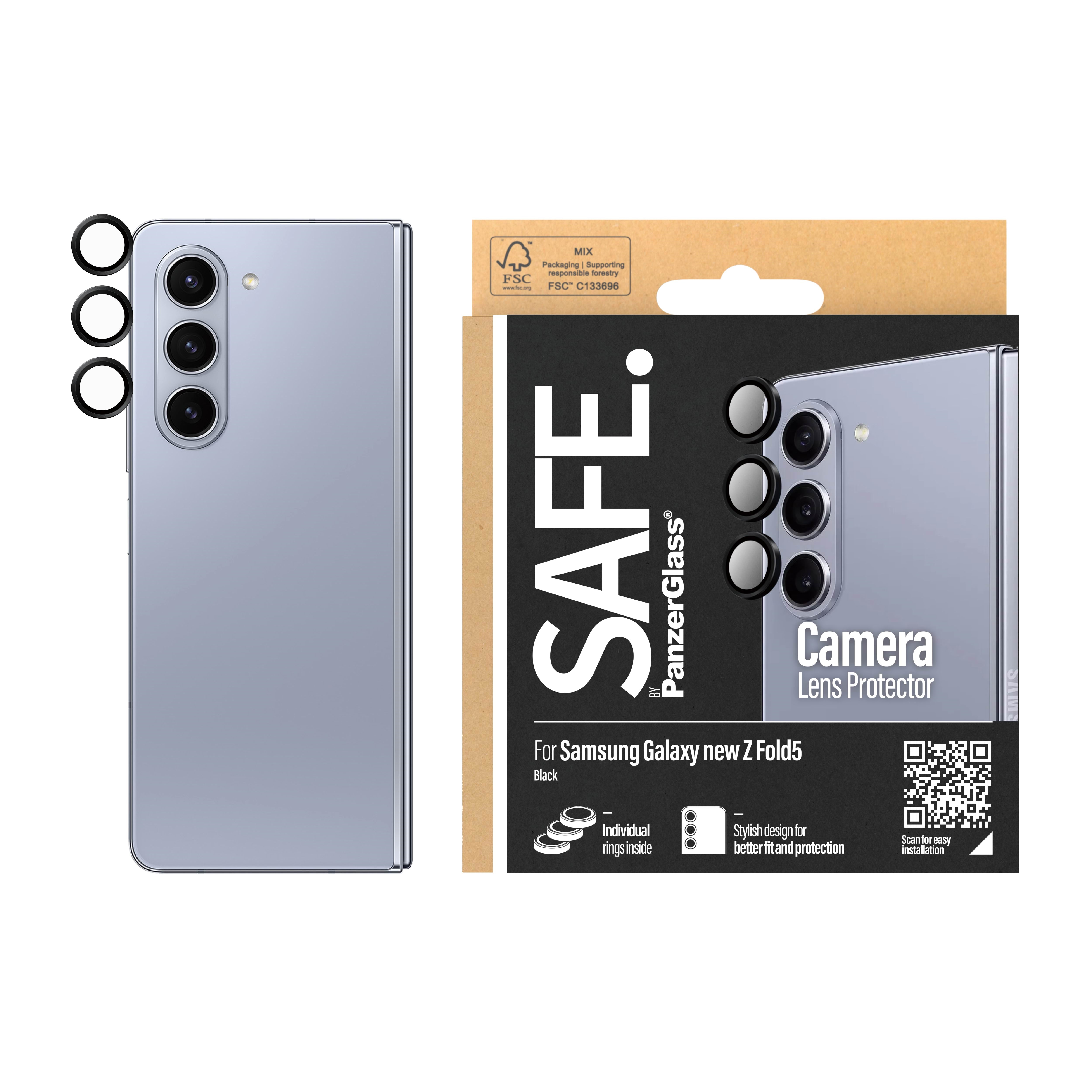 Safe by Panzerglass Camera Lens Protector For Samsung Galaxy Z Fold6 | Black - Handys Schutzfolie Safe95871