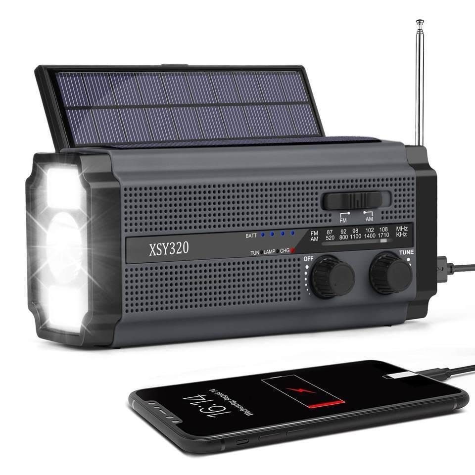 Lippa Emergency Radio - Solar - Dynamo - 5000 Mah Power Bank - Am/fm - Mono - Schwarz - Dab Netzwerk Und Radiowecker