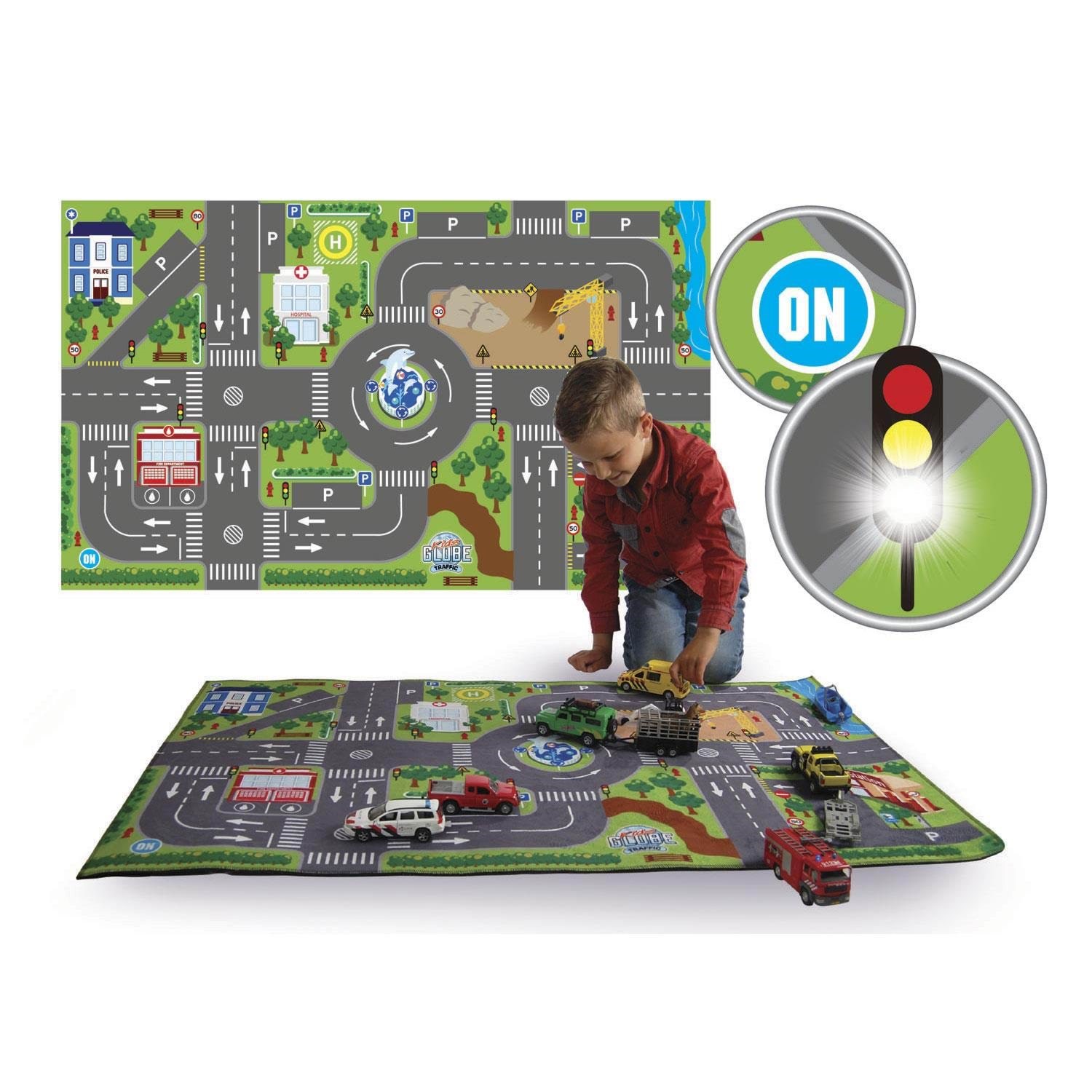 Kids Globe Play Mat Traffic With Led Traffic Light - Kinderzimmer