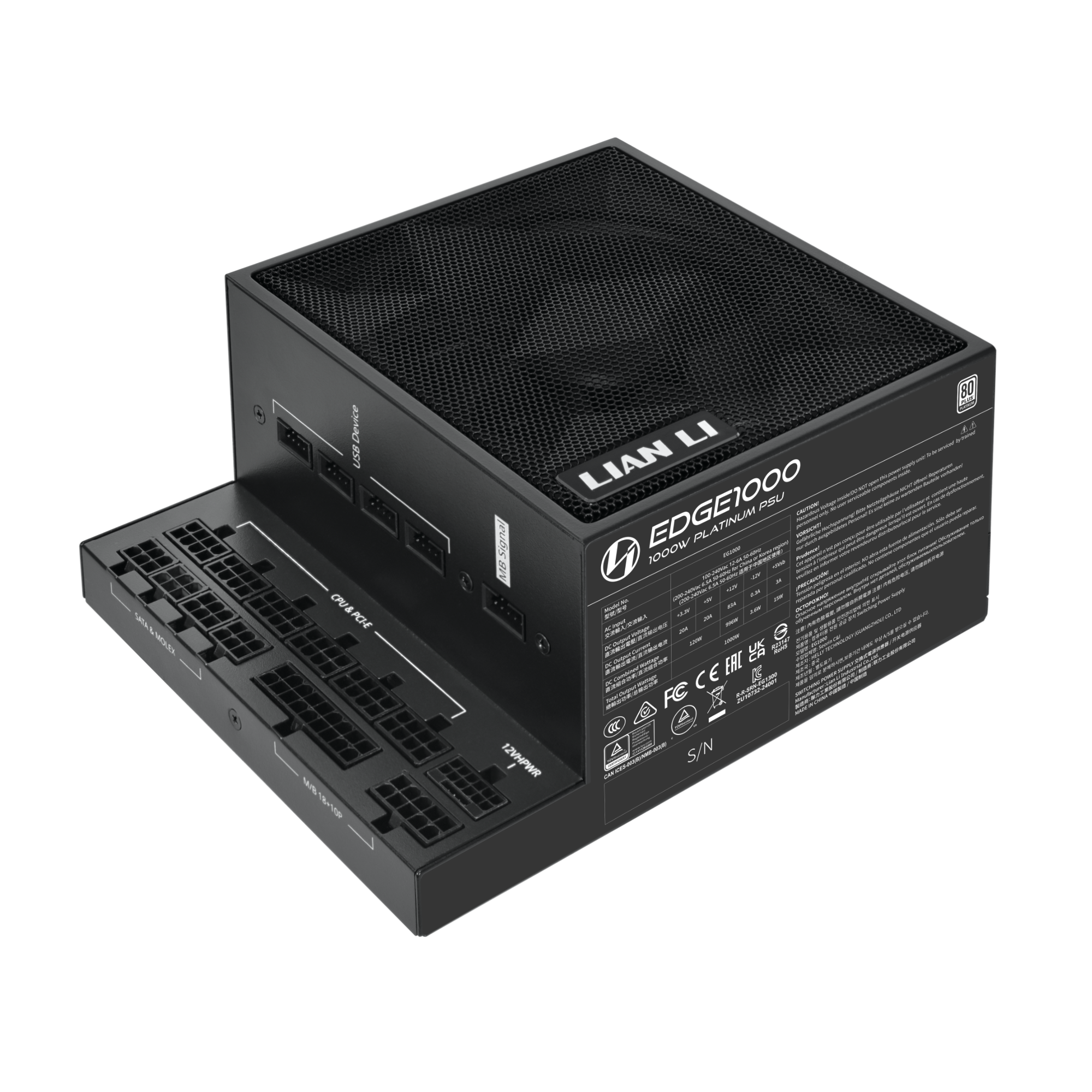 Lian Li Edge 1000 Netzteile - 1000 Watt - 120 mm - Atx 3.1 - 80 Plus Platinium