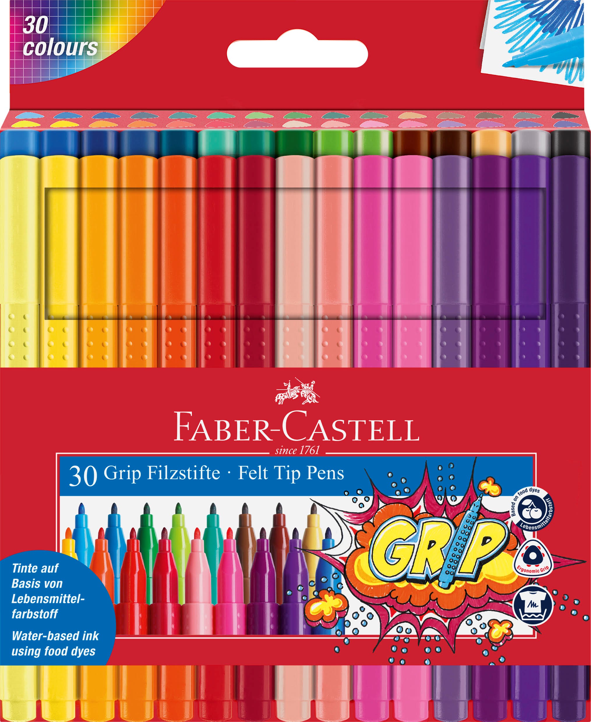 Faber-castell Filzstift Grip Colour Marker 30x Etui - Utensilien Zum Schreiben Und Zeichnen 155335