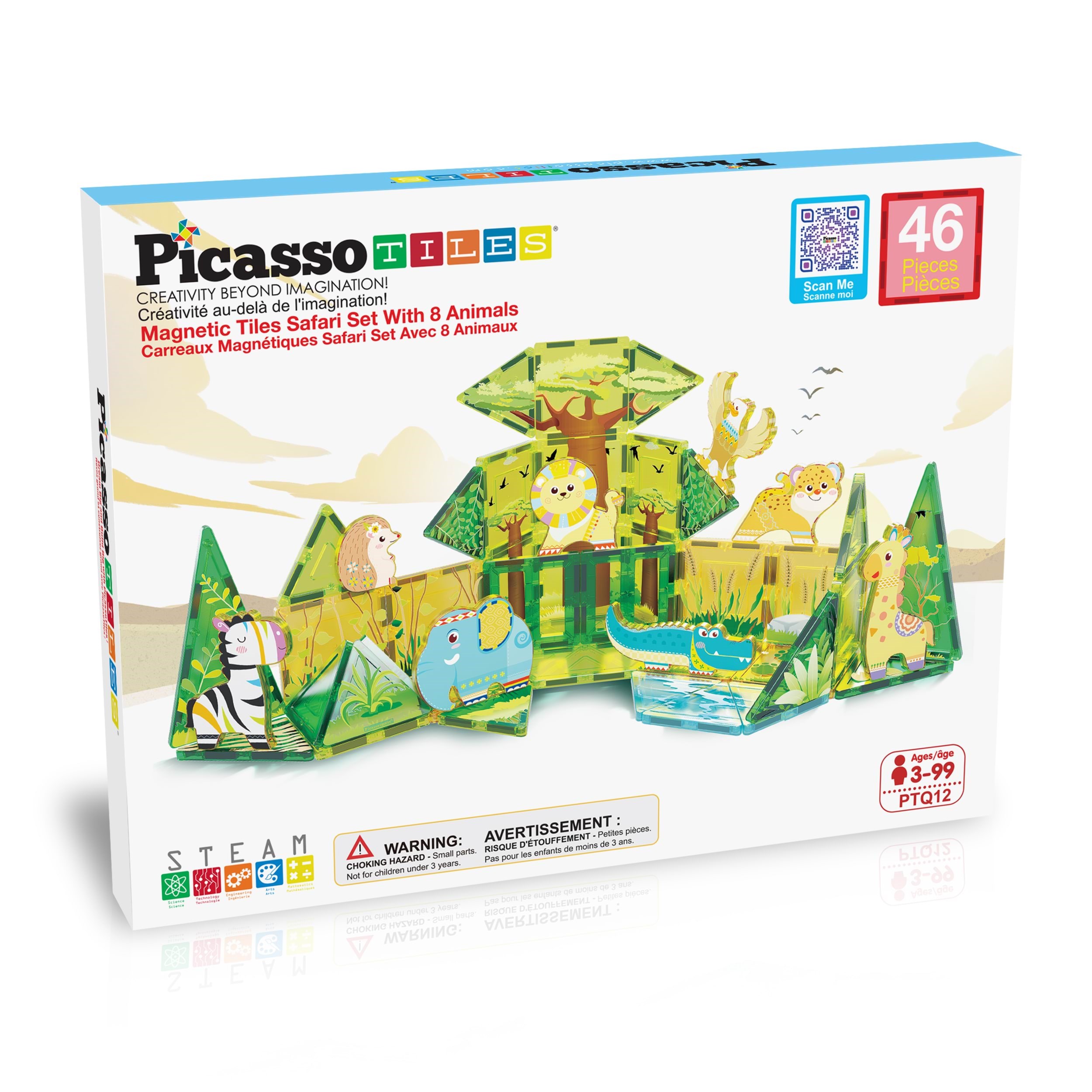 Picassotiles Safari 46-teiliges Magnetset Mit 8 Figuren - Bausets Ptq12