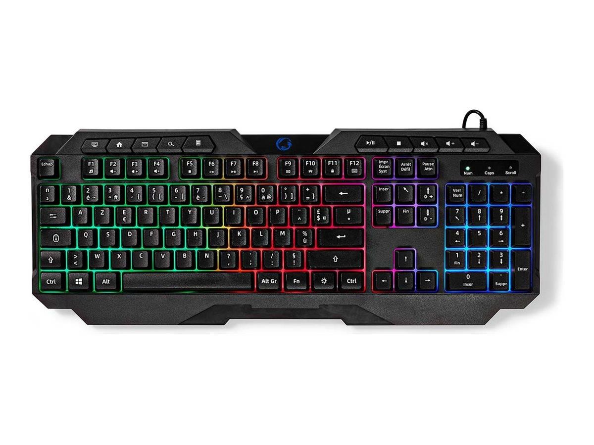 Nedis - Keyboard - Wired Gaming - Azerty - French - Black - Gaming Tastatur - Französisch - Schwarz - Tastaturen