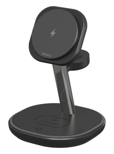 Deltaco 3-in-1 Magnetic Wireless Charging Stand - Handys Adapter Und Ladegeraete