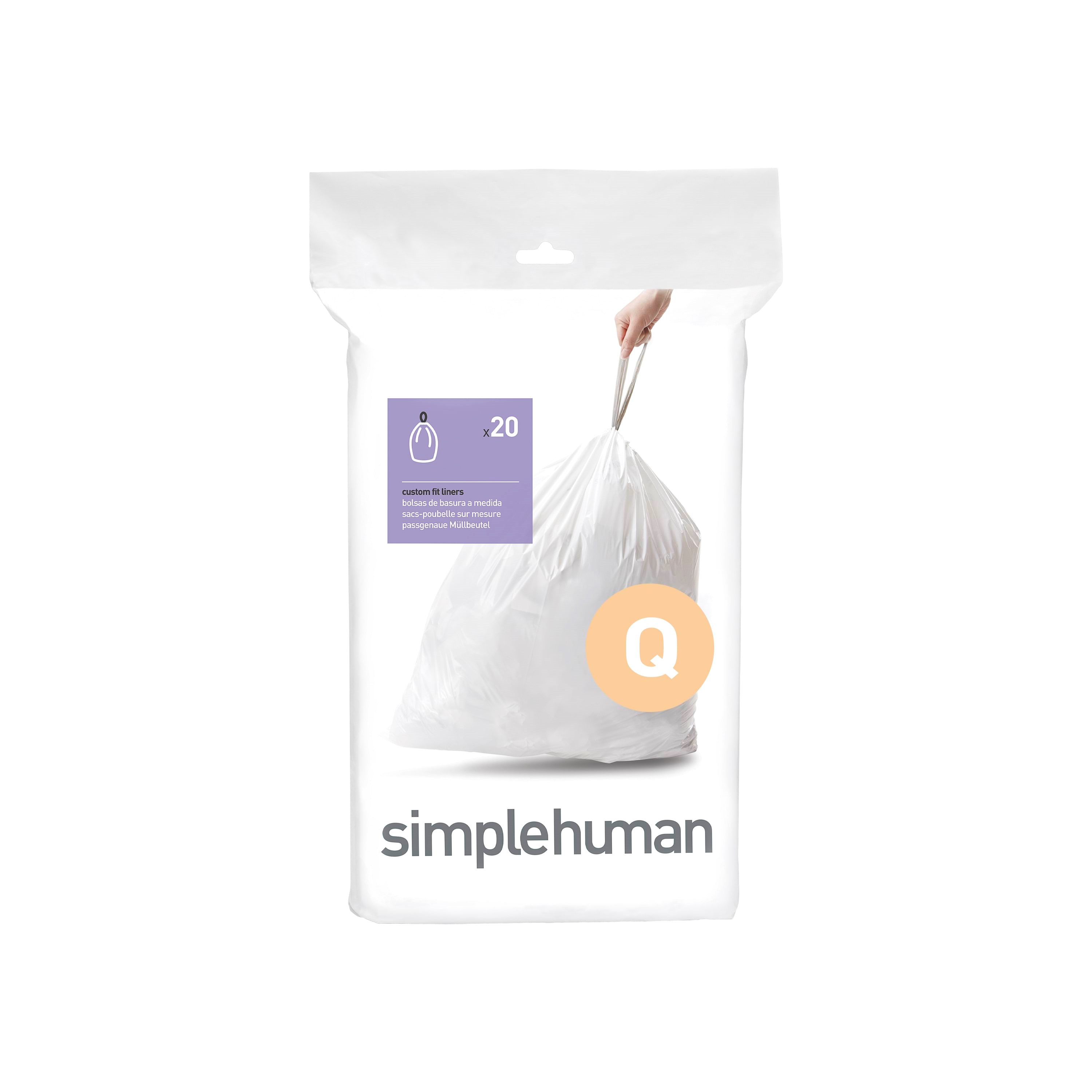 Simplehuman Code Q Maßgeschneiderte Müllbeutel, Packung Mit 20, Weiß - Reinigung