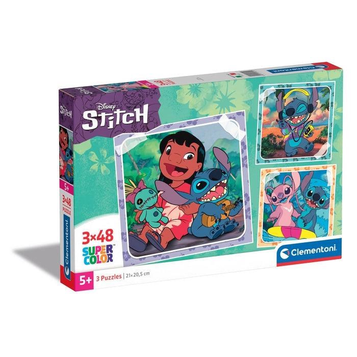 Clementoni Jigsaw Puzzle Super Color Square Disney Stitch 3x48pcs. 2D Puzzles