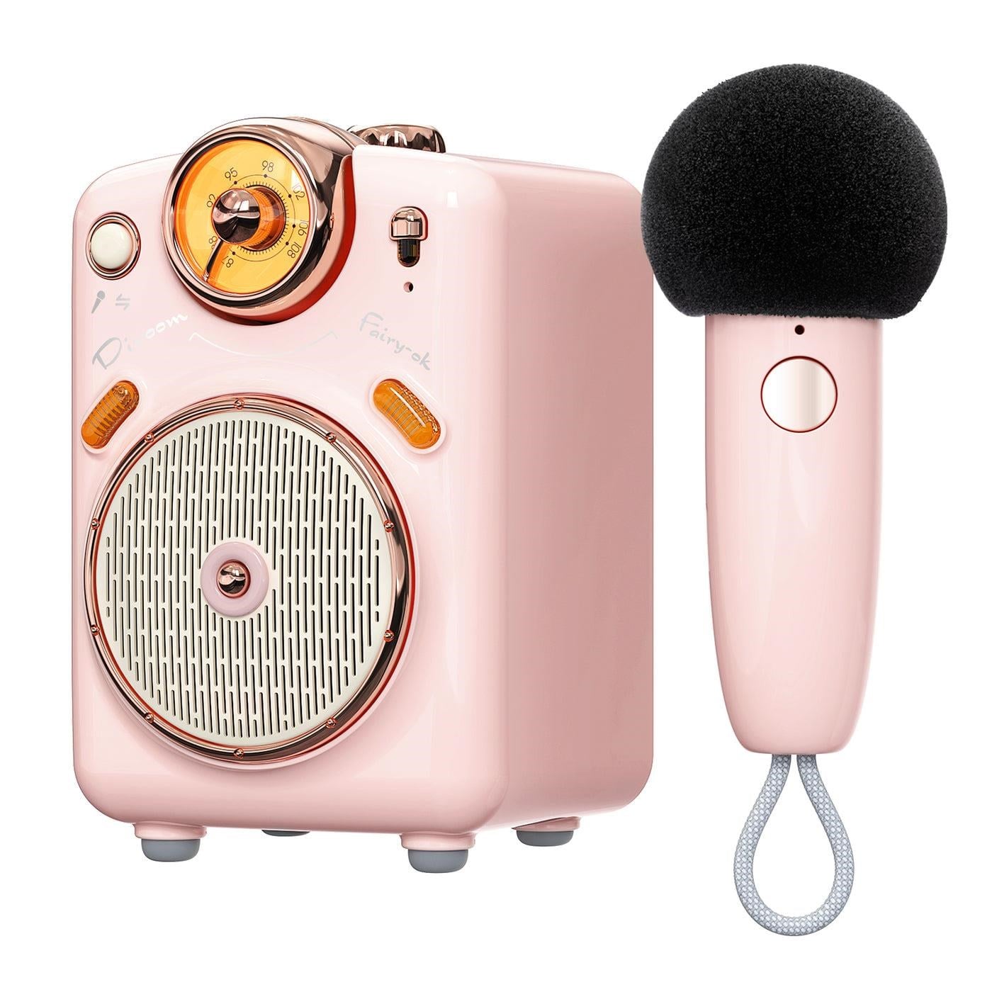 Divoom Fairy-ok Retro Mini Karaoke Speaker - Pink - Tragbare Party Lautsprecher 6958444603766