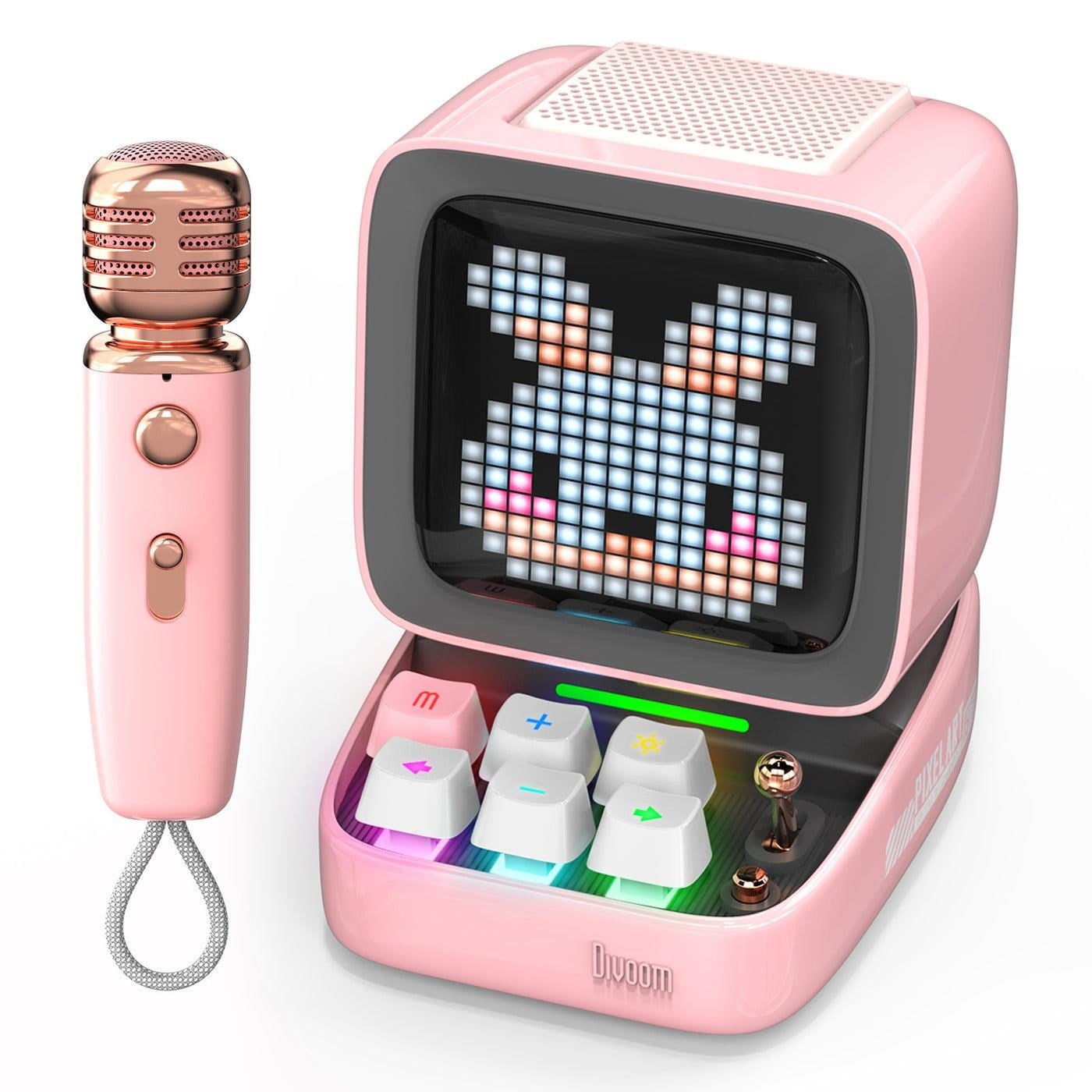 Divoom Ditoo-mic Mini Karaoke Machine Pixel Art Bluetooth Speaker - Pink - Tragbare Party Lautsprecher