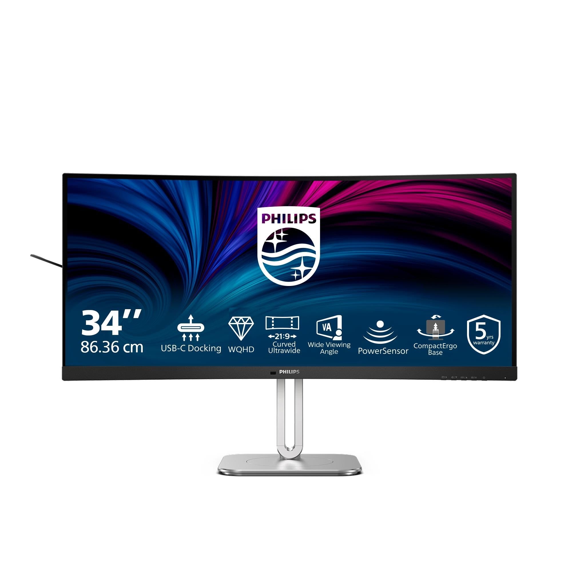 34" Philips 34b2u5600c - 3440x1440 (Uwqhd) - 120hz - VA - 96w Usb-c - Kvm Switch - Bildschirm