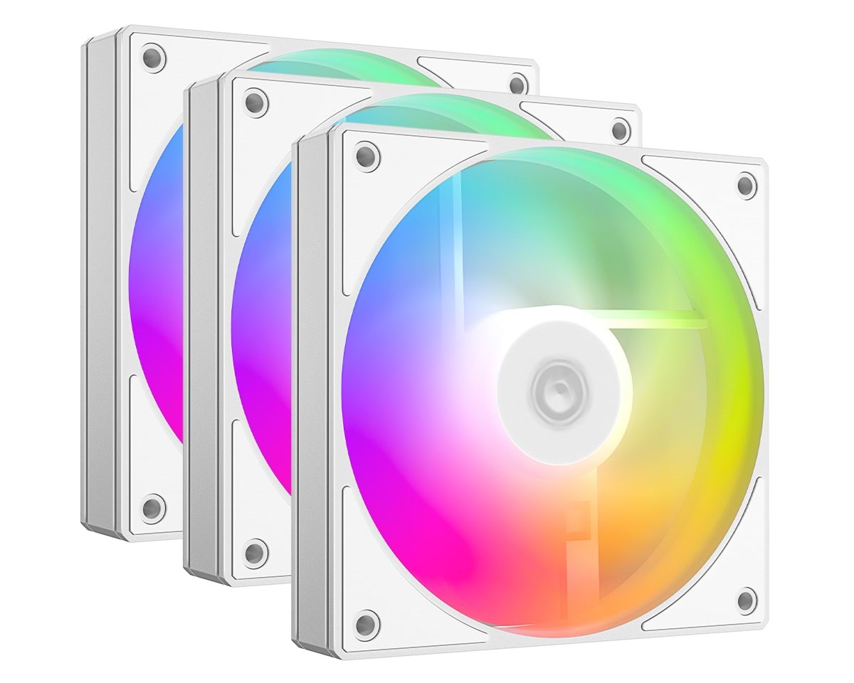 Id-cooling As-120-argb-w Trio - Gehäuselüfter - 120mm - Weiß Mit Rgb Led - 27 Dba - Gehaeuseluefter