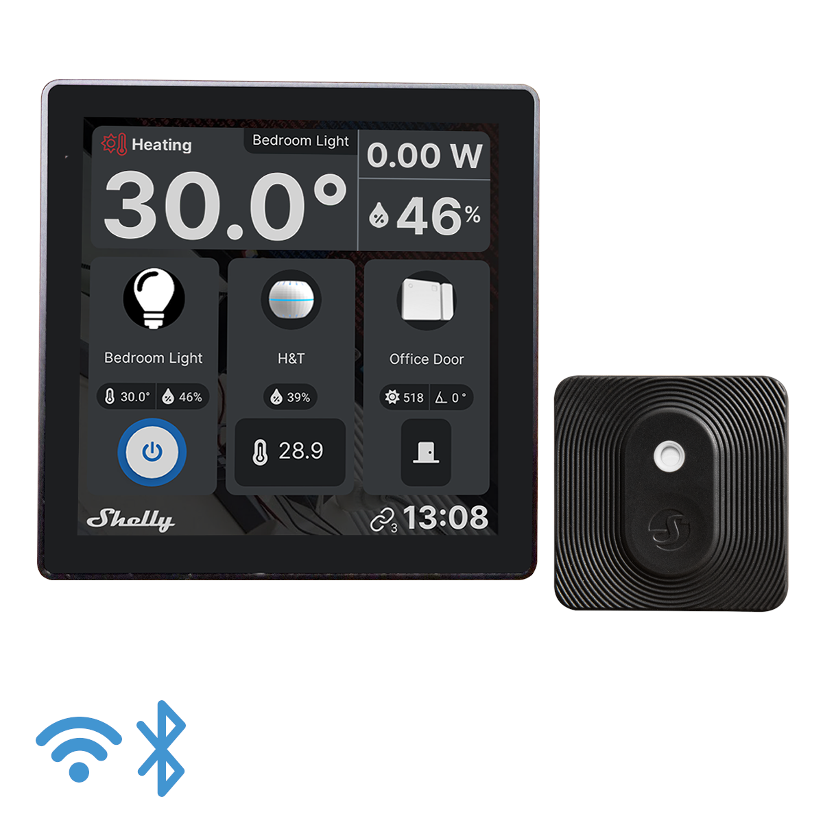 Shelly Wall Display Black + Blu H&T Black - Wifi Touch Screen - Smart Home