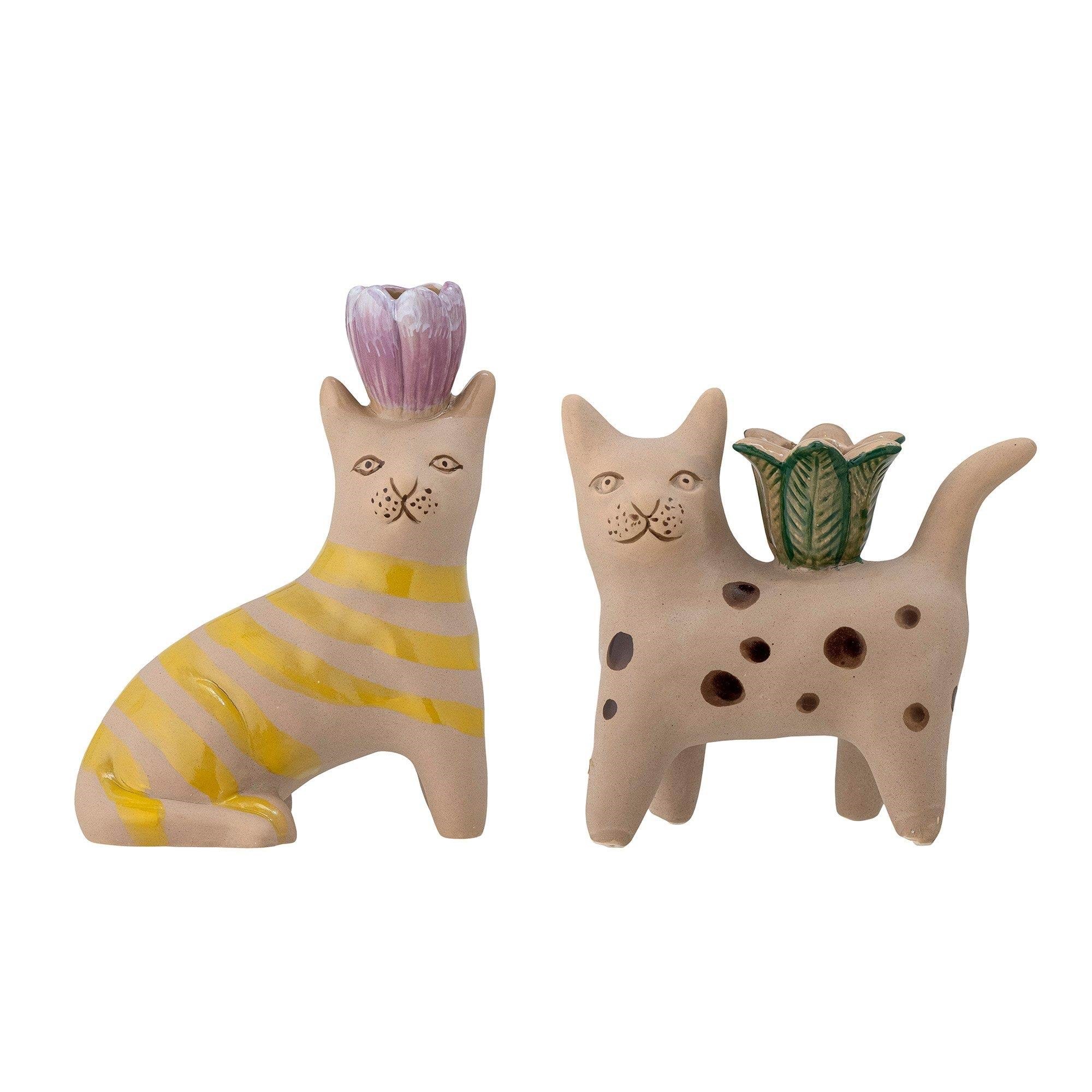 Bloomingville - Set of 2 - Mamie Cat Candlestick (82058194) - Einrichtung