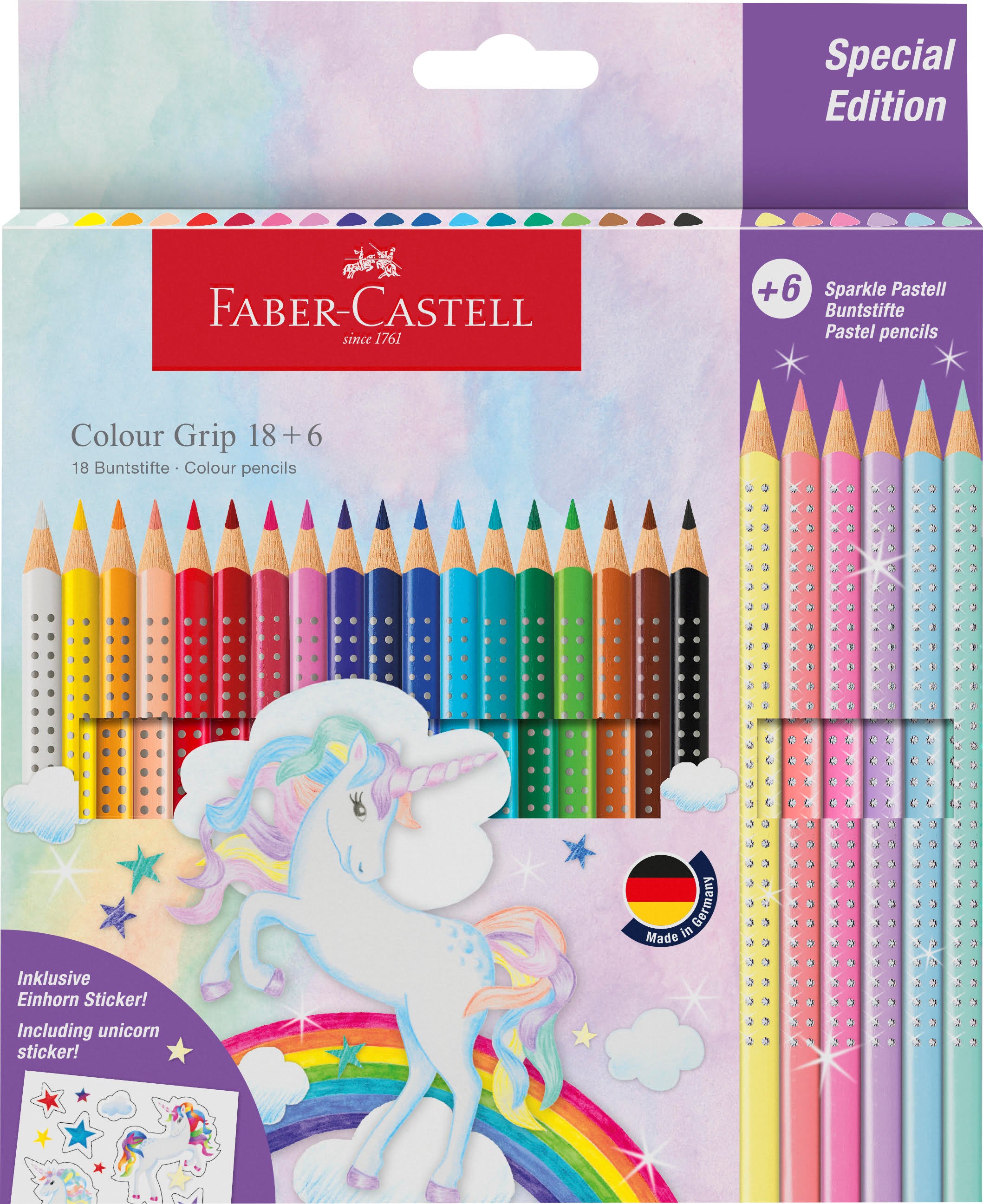 Faber-castell Buntstift Colour Grip Einhorn 18+6 - Utensilien Zum Schreiben Und Zeichnen Farbstift 201543