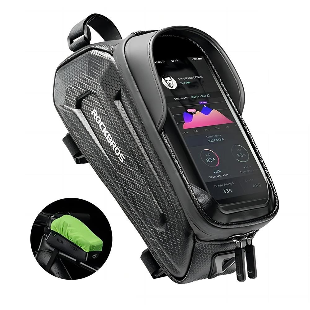 Rockbros B68 Bike Pannier For Frame - Armored - With Phone Pocket And Cover - 1.7L - Black - Fahrradzubehoer Rockbros-b68