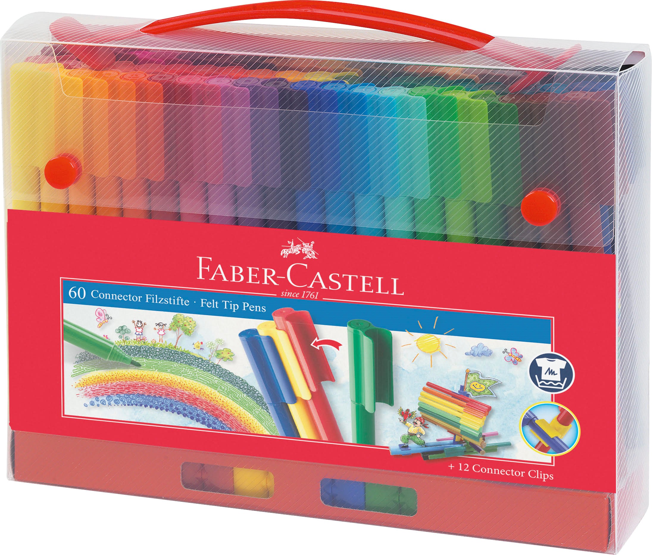 Faber-castell Koffer Connector Filzstifte 60-teilig - Utensilien Zum Schreiben Und Zeichnen