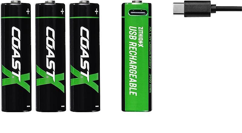 Coast Battery 1.5V AA Li-ion Rechargeable 2400 Mah Usb-c Cable Pack of 4. - Taschenlampen Und Scheinwerfer