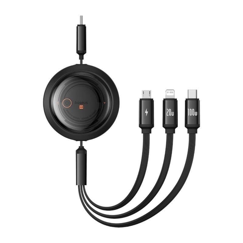 Baseus Fast Charging Cable 3in1 Free2draw Usb-c to Usb-c/lightning/micro 100w 1.1m (Black) - Usb Kabel Schwarz P10368700111-04
