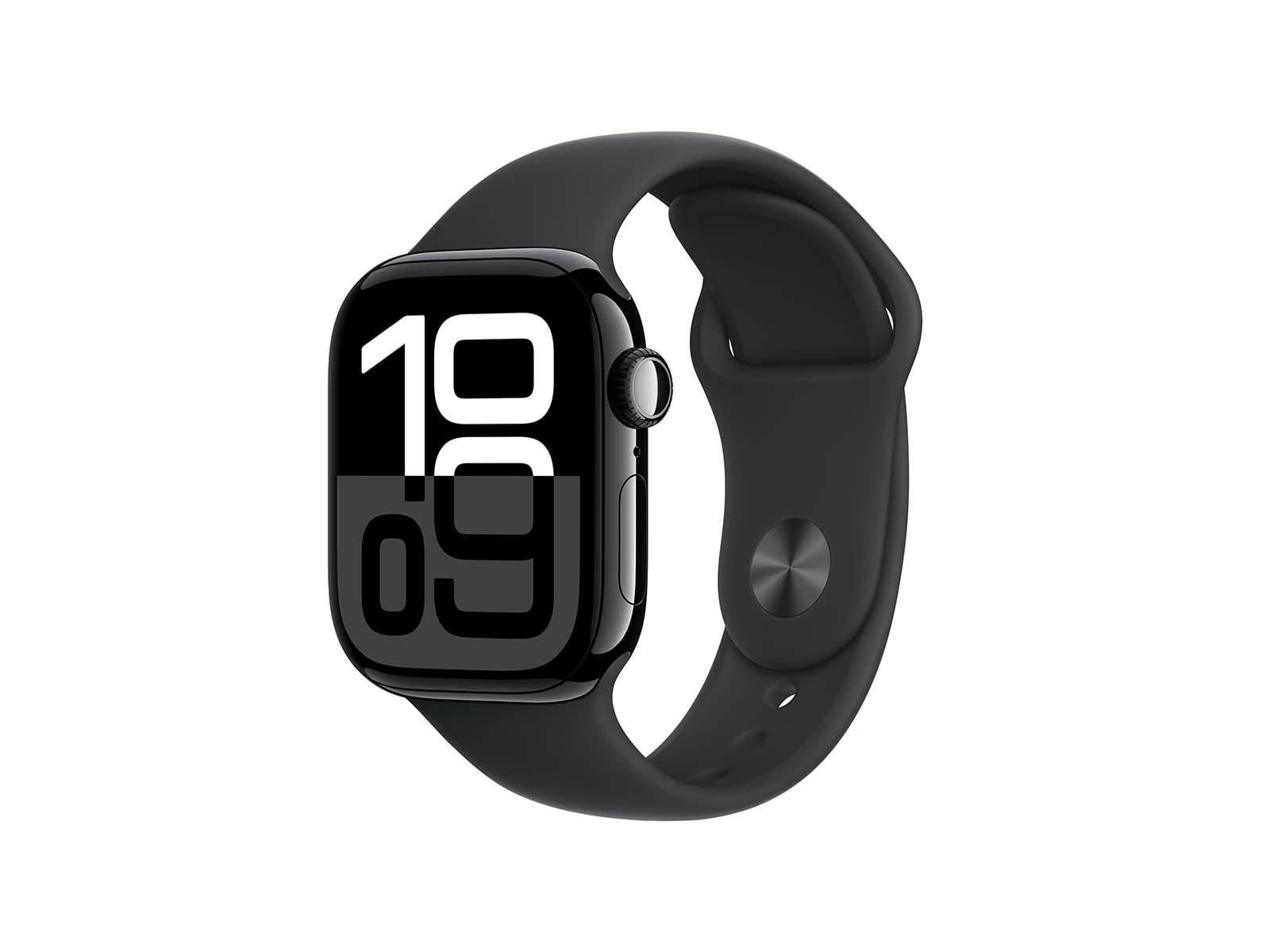 Apple Watch Series 10 Gps + Cellular 46mm - Jet Black Aluminium Case With Black Sport Band - M/l - Smartwatches Pulsuhren Sportuhren Schrittzaehler 
