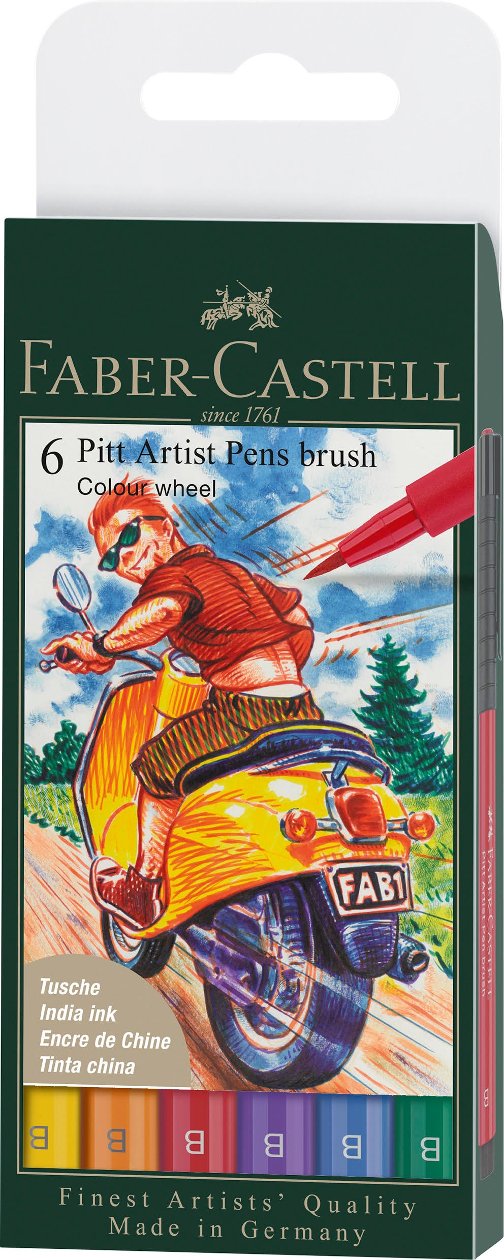 Faber-castell Tuschestift Pitt Artist Pen B Colour 6x - Utensilien Zum Schreiben Und Zeichnen