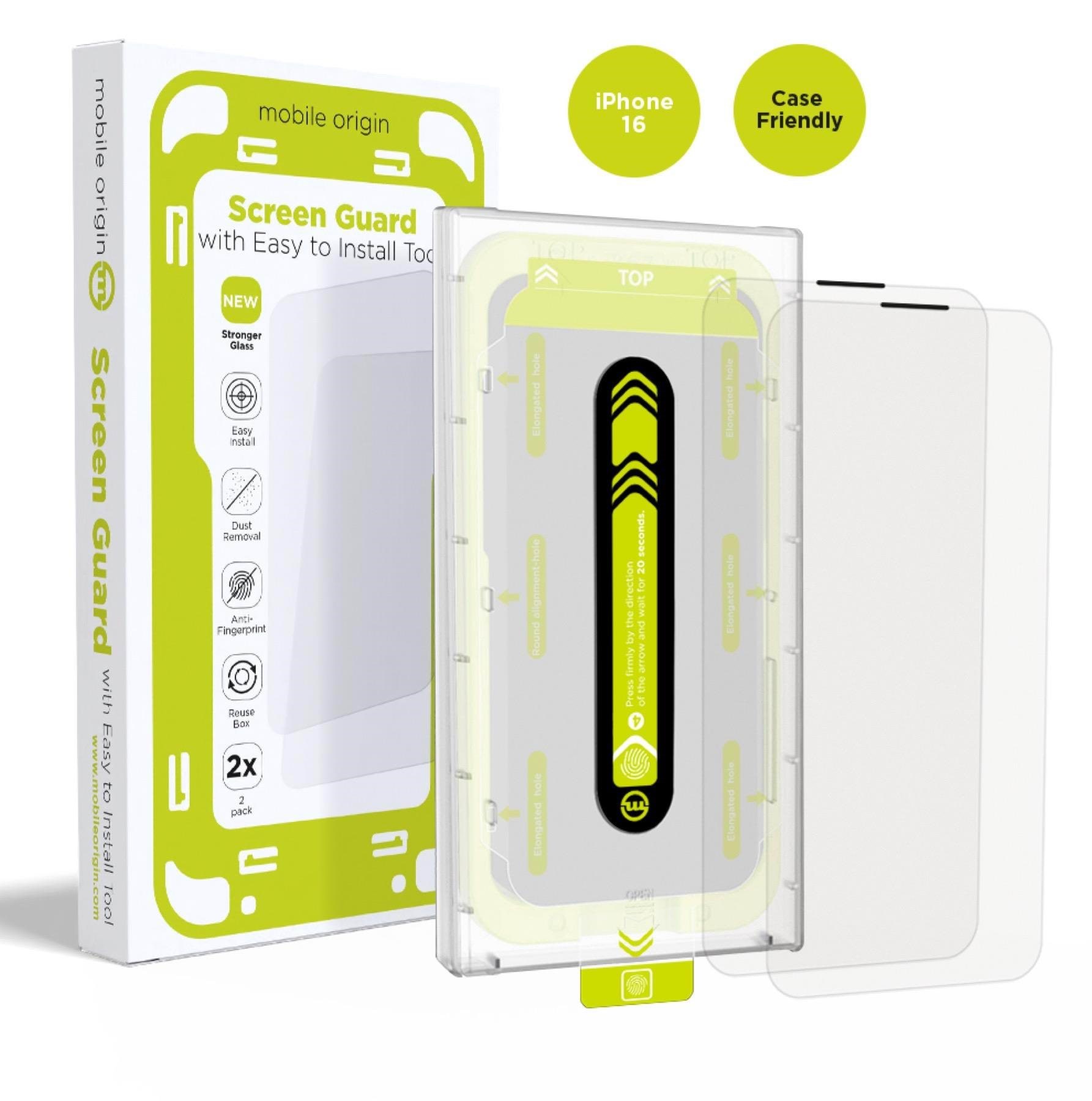 Mobile Origin Screen Guard With Easy Applicator - 2 Pack - Iphone 16 - Handys Schutzfolie Sga-i16-2pk