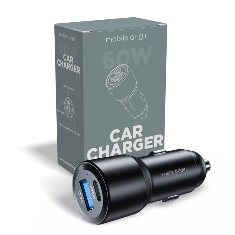 Mobile Origin Car Charger 60w Usb-c And Usb-a - Ca2 - Handys Adapter Und Ladegeraete Frl-cch60w-01