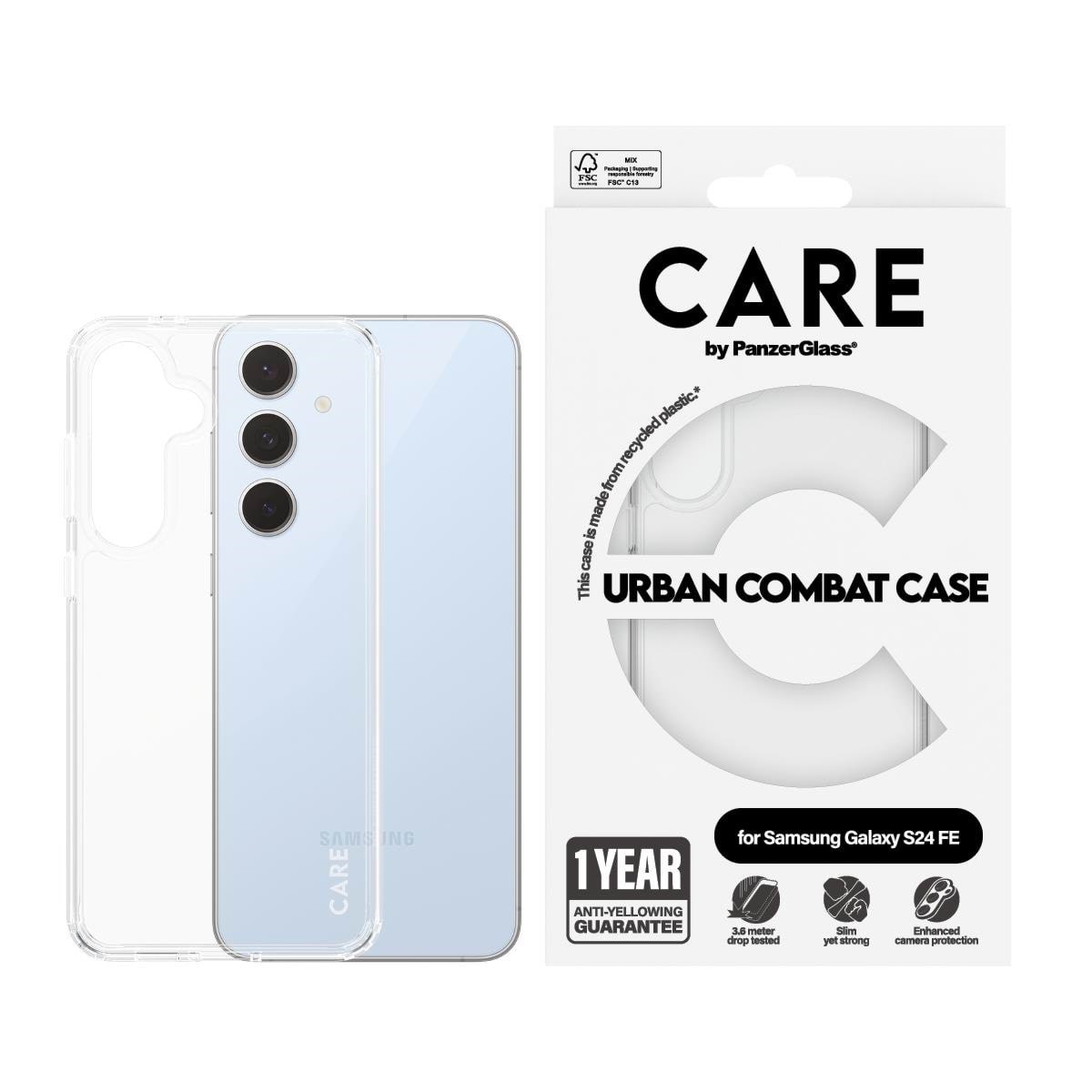 Care by Panzerglass Flagship Case Transparent Urban Combat w. Clear Frame Samsung Galaxy S24 FE - Handys Cover Cases