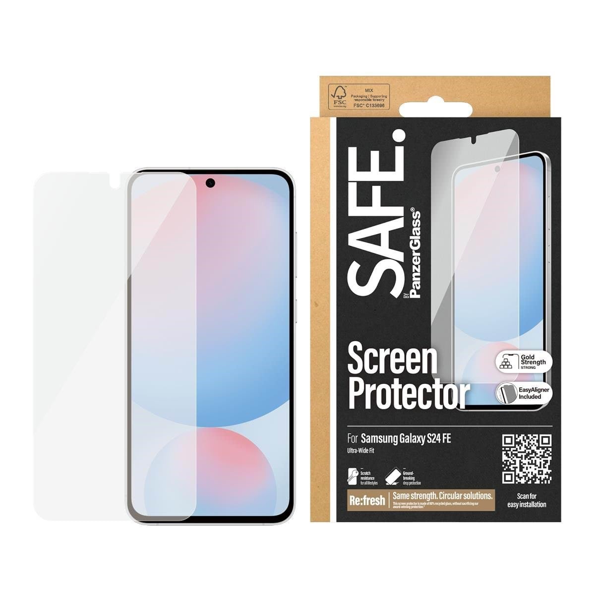 Safe by Panzerglass Screen Protector Samsung Galaxy S24 FE | Ultra-wide Fit w. Aligner - Handys Schutzfolie Safe95976